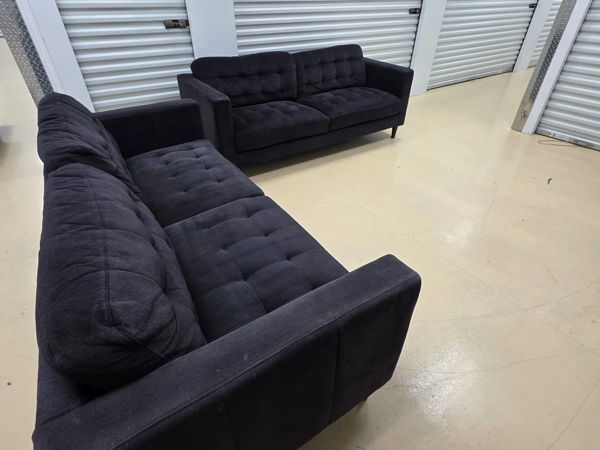 Dark Grey Tufted Loveseats (Set of 2)