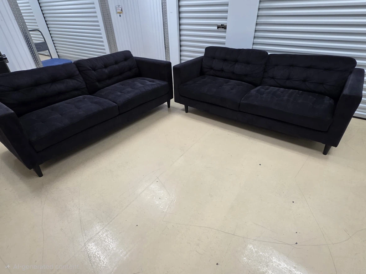 Dark Grey Tufted Loveseats (Set of 2) - photo 2