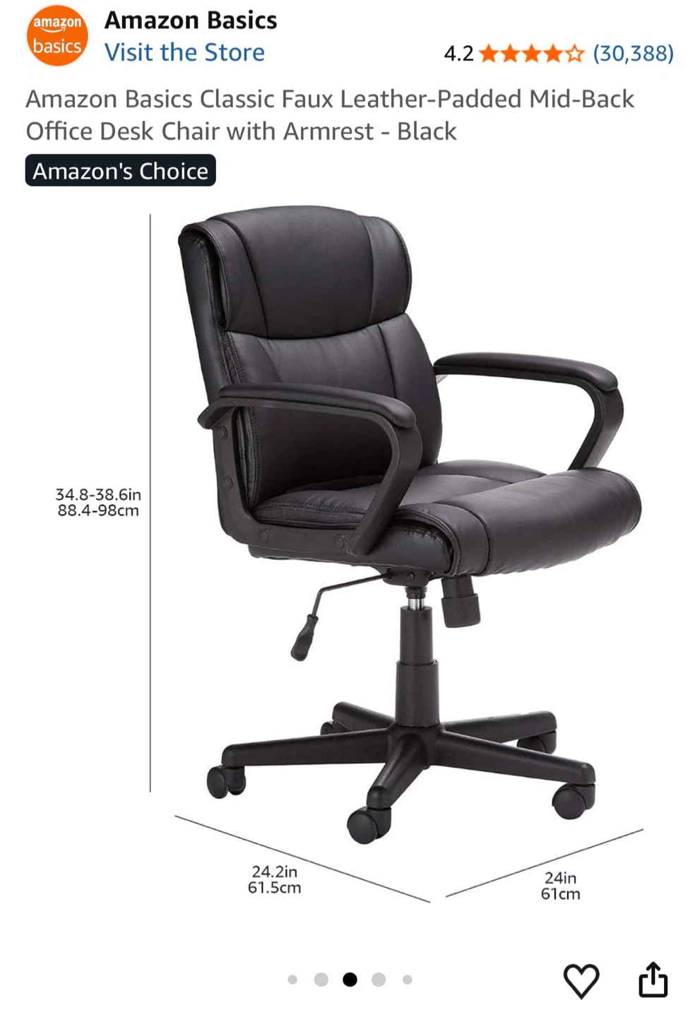 Amazon Basics Mid-Back Office Chair - Black
