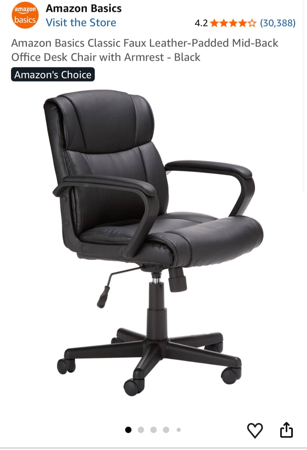 Amazon Basics Mid-Back Office Chair - Black - photo 2