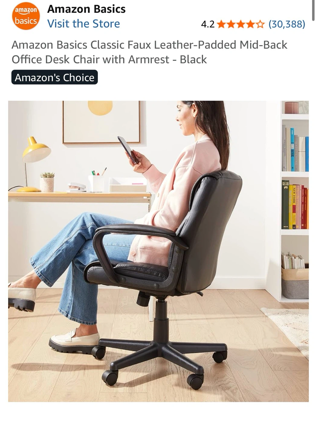 Amazon Basics Mid-Back Office Chair - Black - photo 3