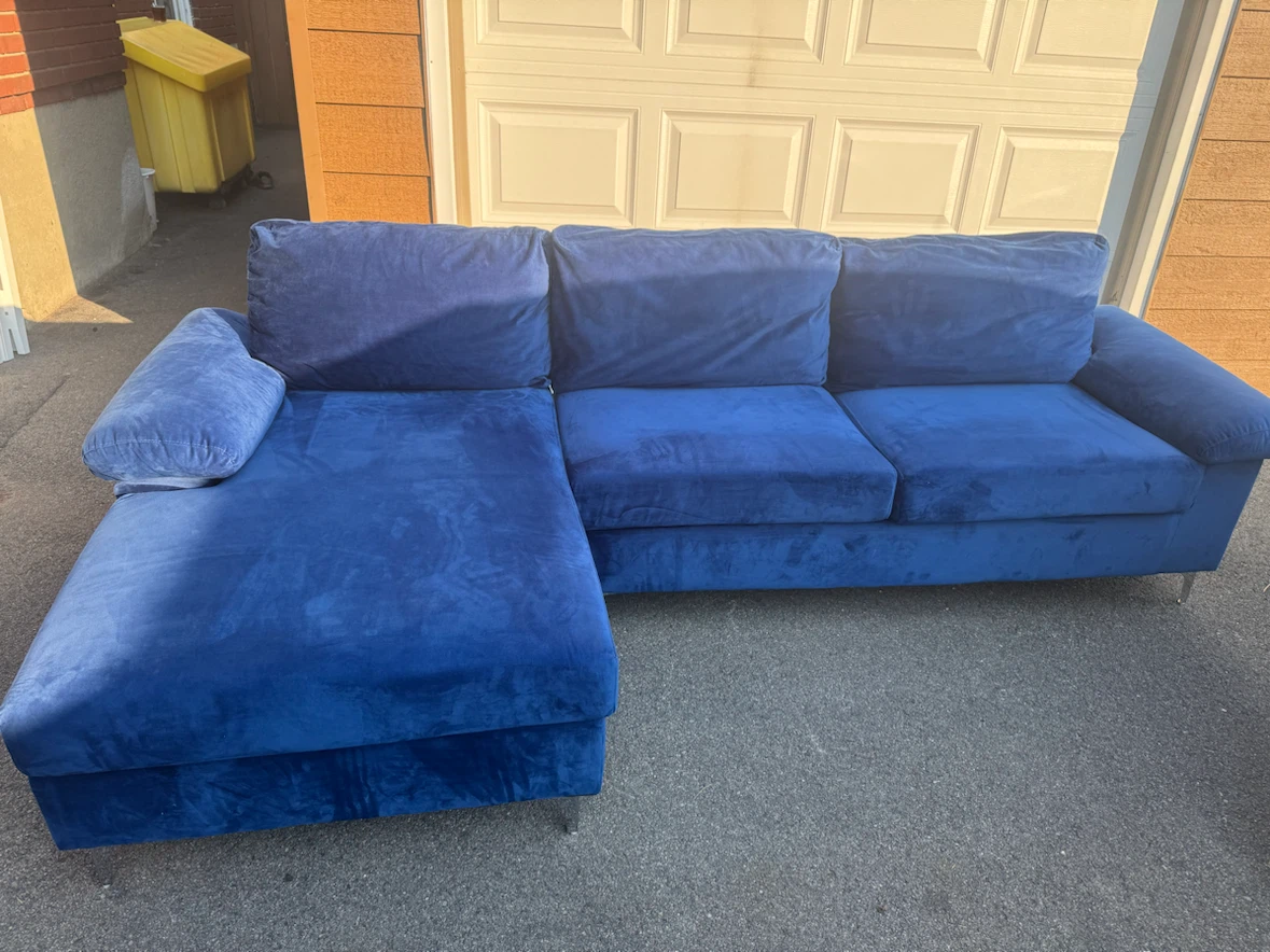 Blue Velvet Sectional Sofa