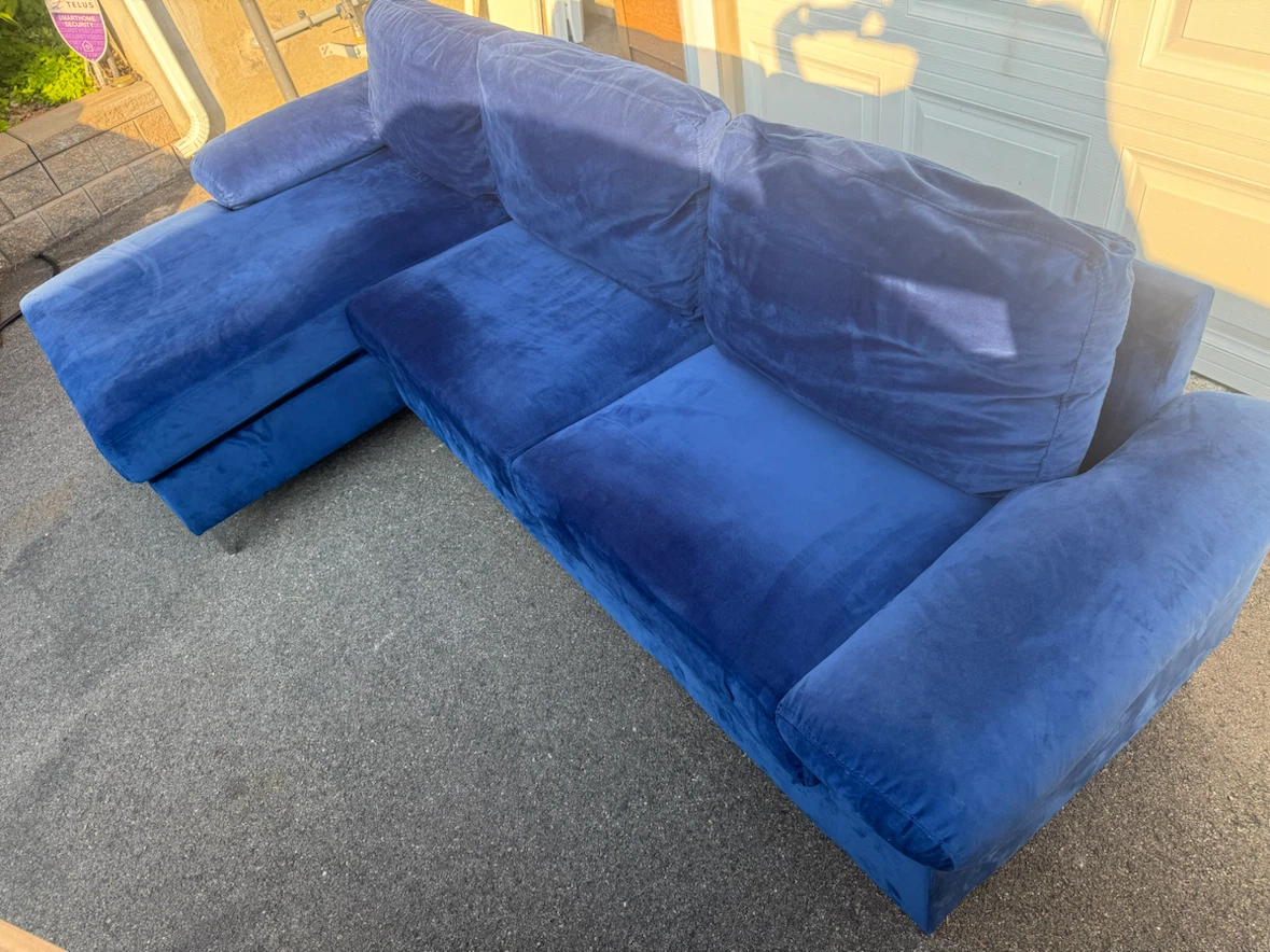 Blue Velvet Sectional Sofa - photo 3