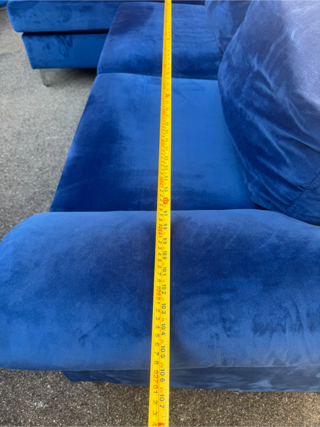 Blue Velvet Sectional Sofa - photo 5
