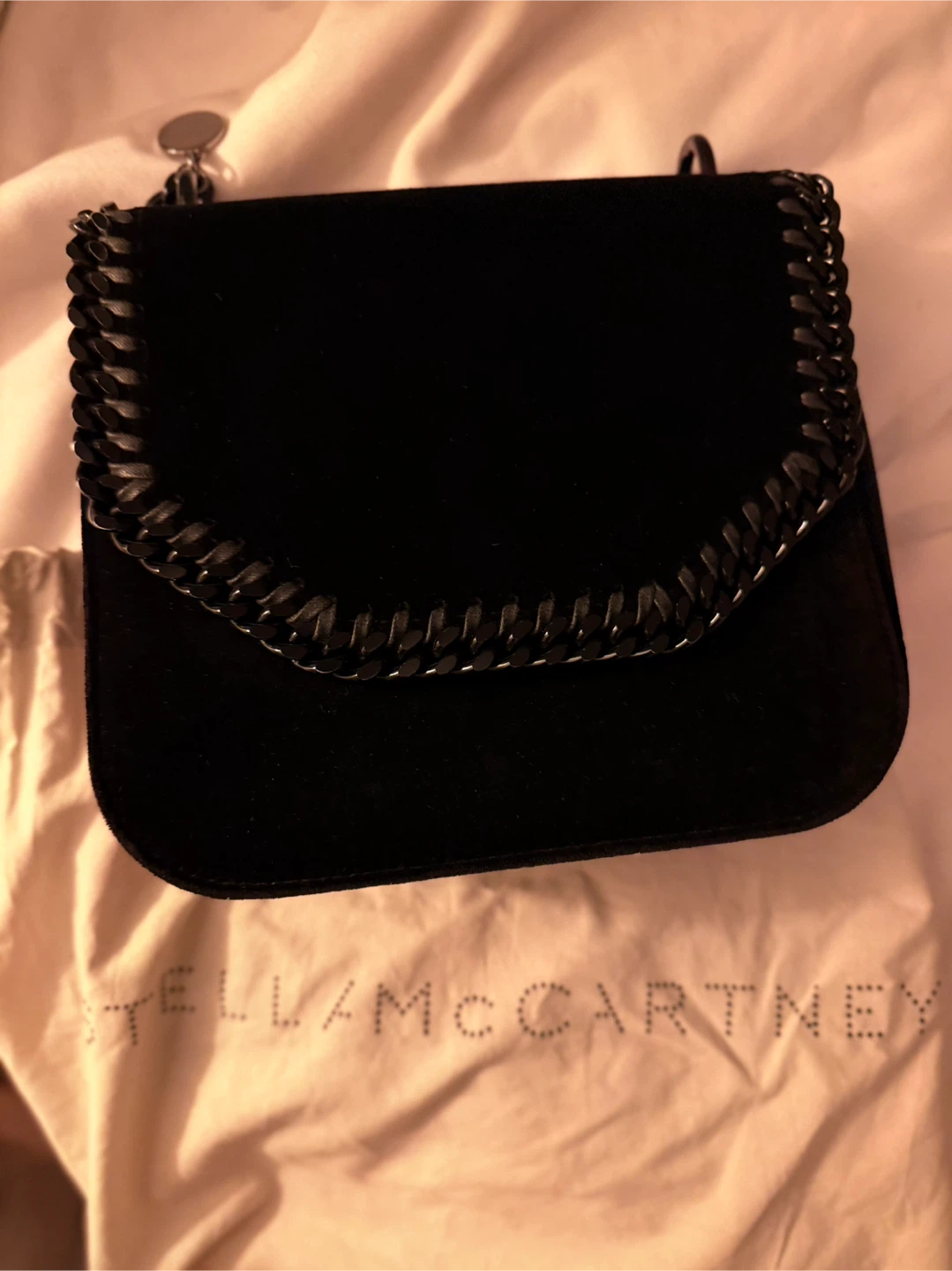 Stella McCartney Black Velvet Chain Shoulder Bag - photo 2