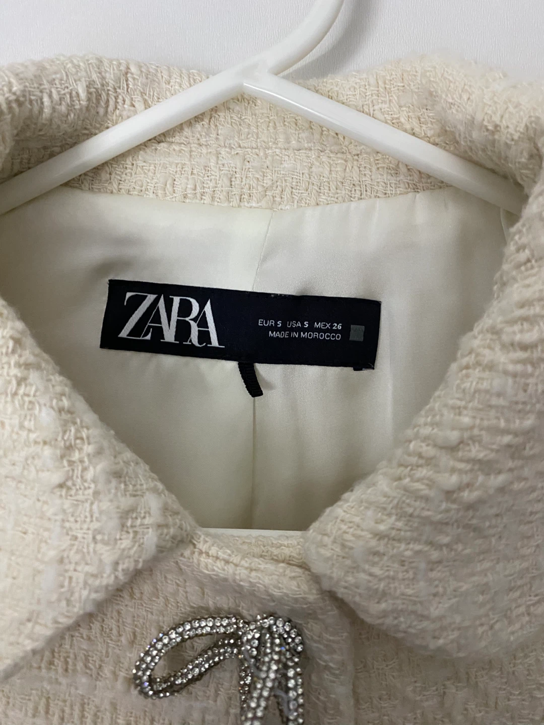 ZARA Tweed Blazer with Rhinestone Bows - photo 2