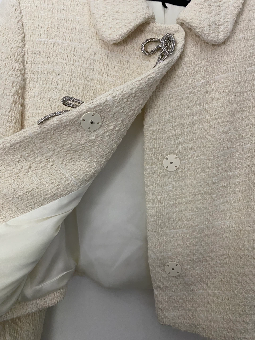 ZARA Tweed Blazer with Rhinestone Bows - photo 4