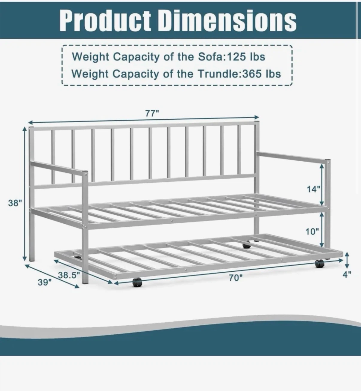 Costway Twin Daybed and Trundle Frame Set - photo 5