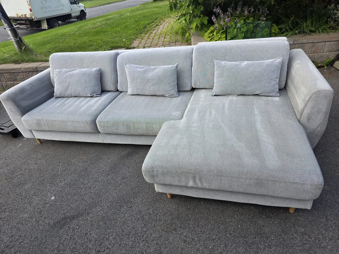 Ikea Light Grey Sectional Sofa with Chaise