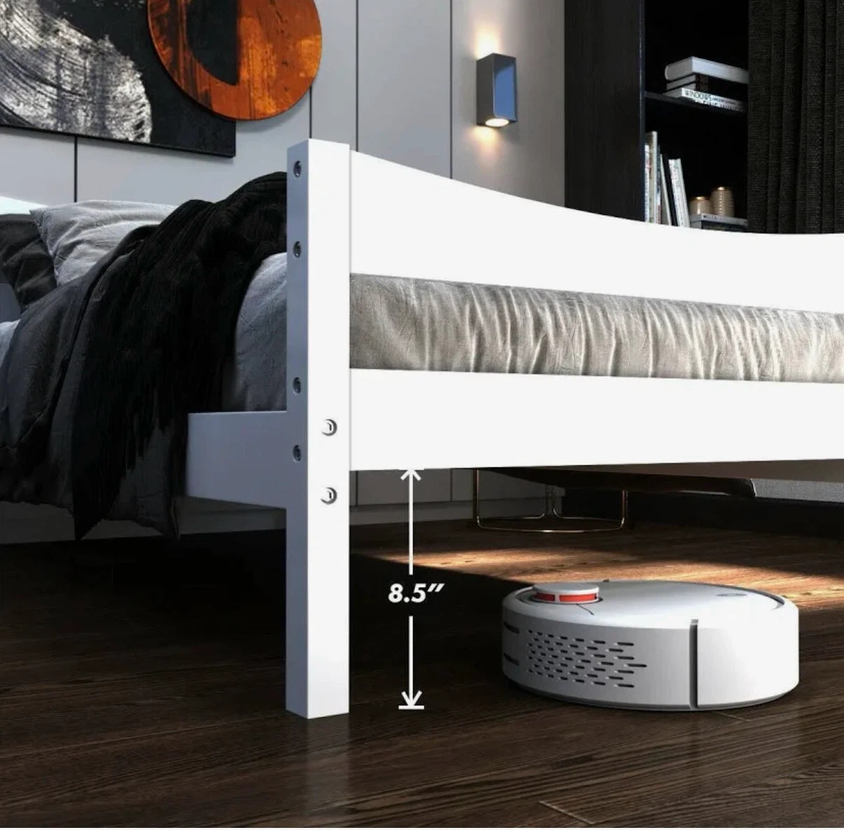 New! Twin, white wood platform bed - photo 2