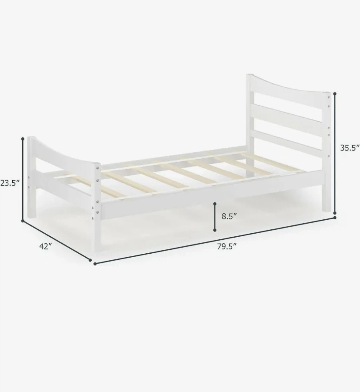 New! Twin, white wood platform bed - photo 3