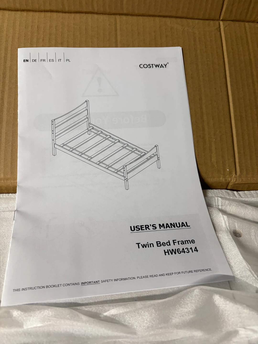 New! Twin, white wood platform bed - photo 4