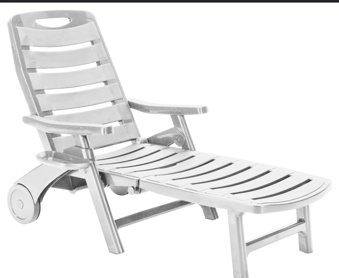 Plastic Chaise Lounge Chair with Wheels - photo 2
