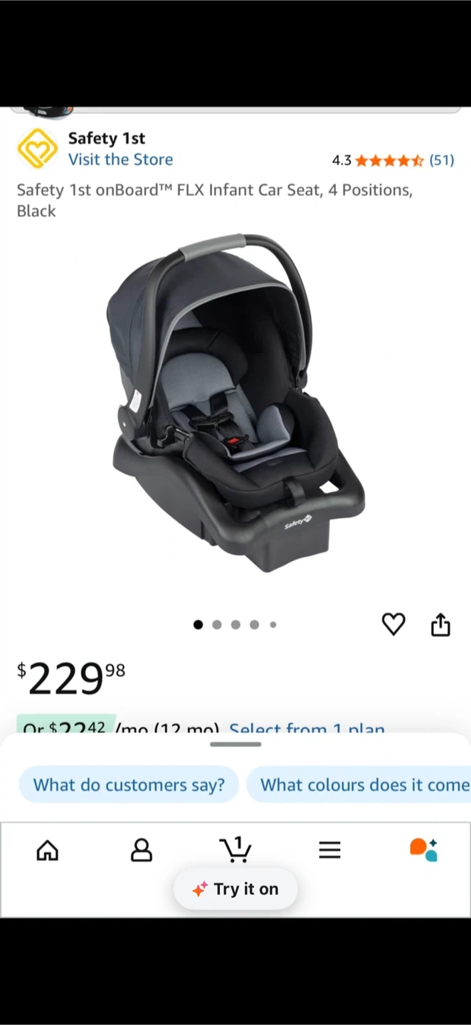 Moving Sale - Safety 1st onBoard FLX Infant Car Seat - Black