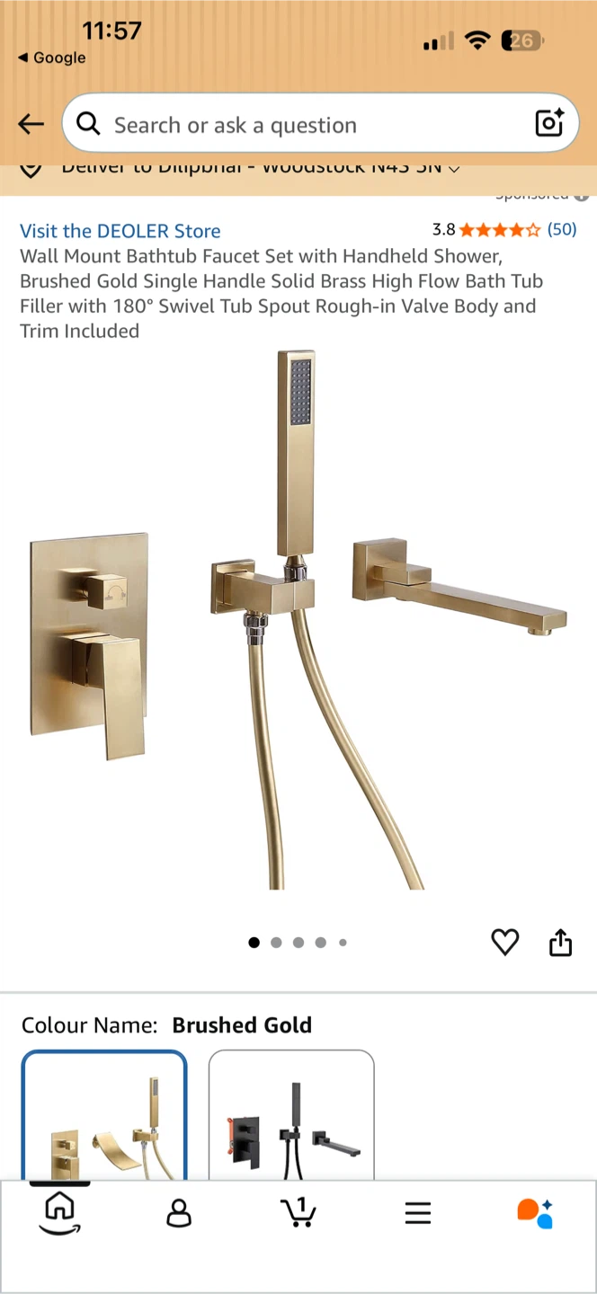 Wall Mount Bathtub Faucet Set with Handheld Shower