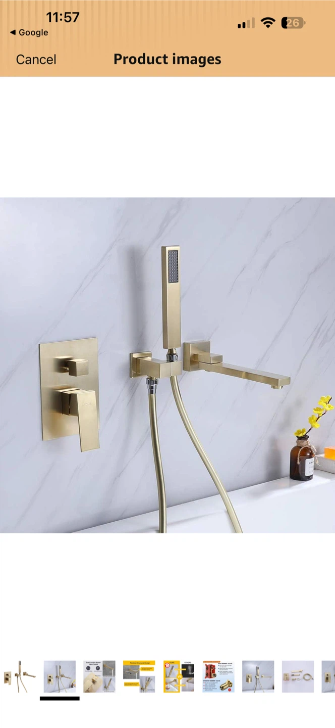 Wall Mount Bathtub Faucet Set with Handheld Shower - photo 2