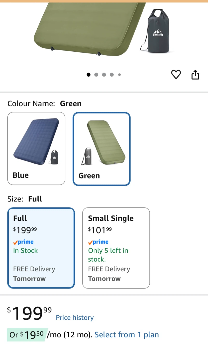 OUTSKIRT Self Inflating Sleeping Pad Full Green - photo 2