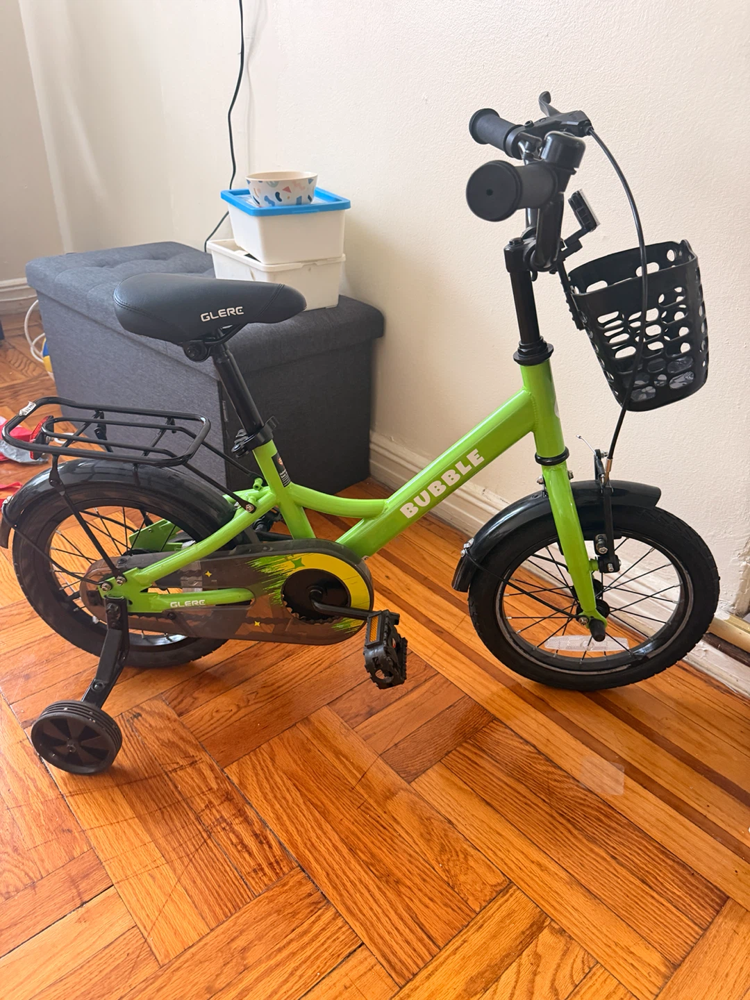 Green Kids' Bike with Training Wheels
