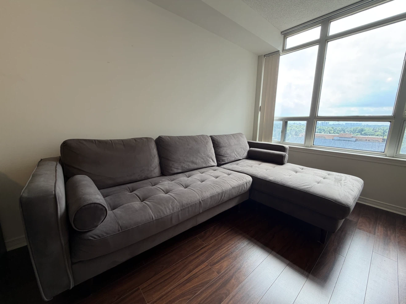 Structube Gray Velvet Sectional Sofa