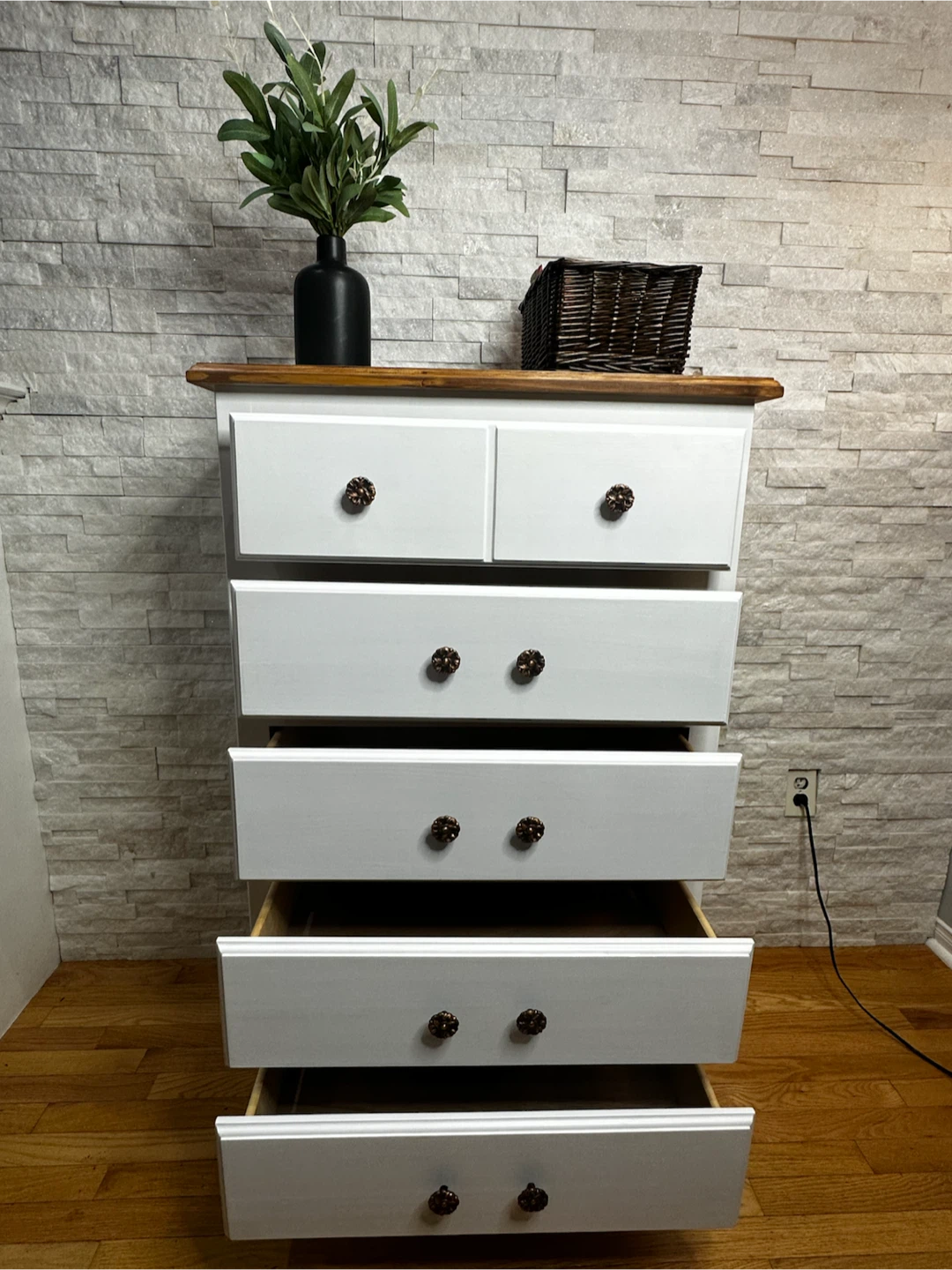 White five-Drawer Dresser with Wood Top - photo 2