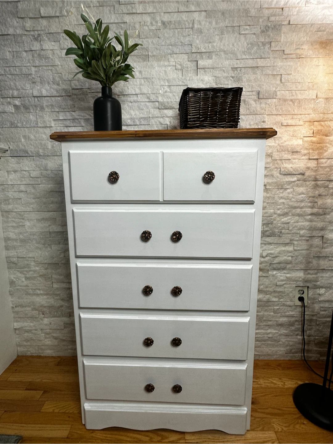 White five-Drawer Dresser with Wood Top - photo 3