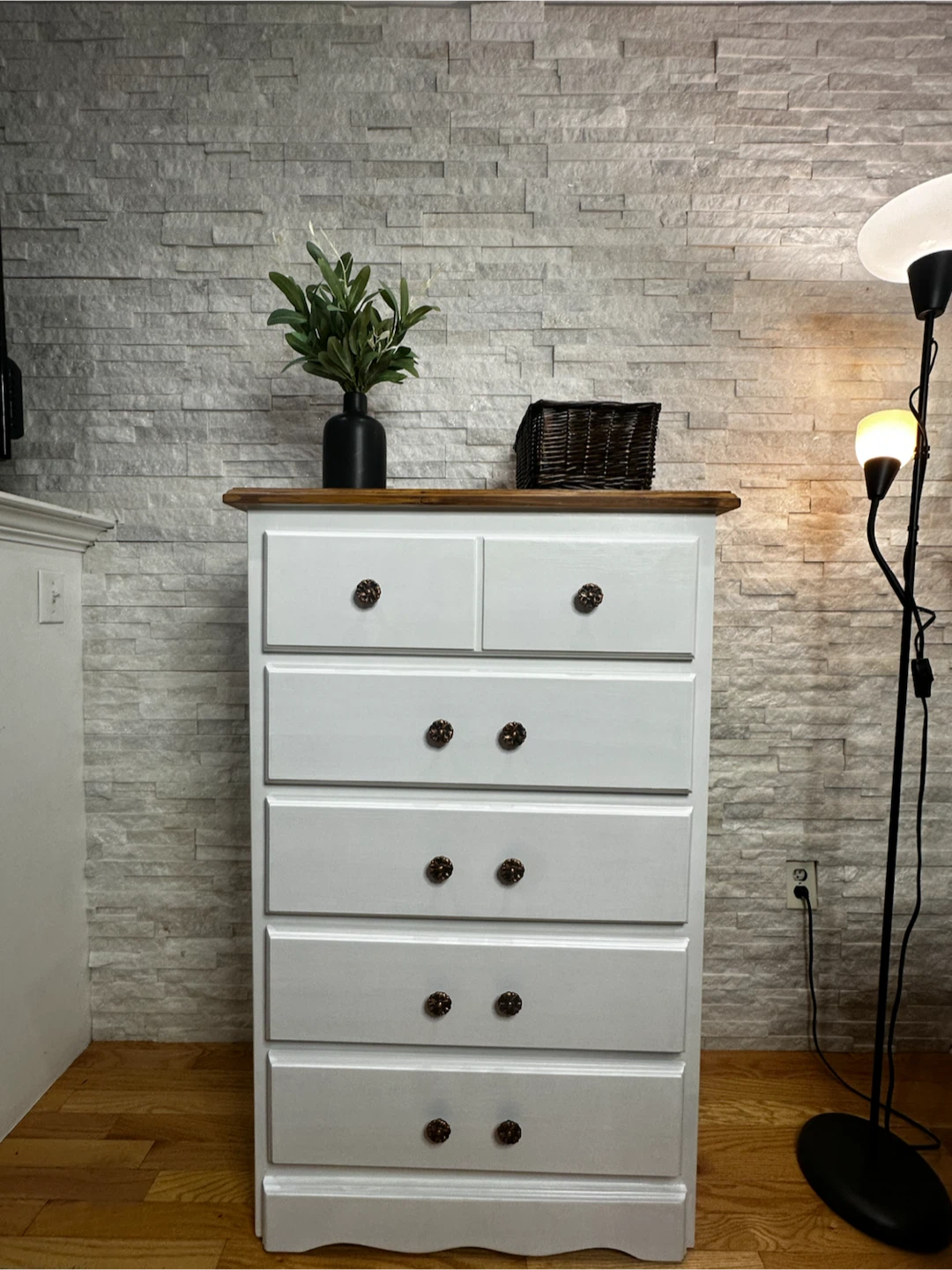 White five-Drawer Dresser with Wood Top - photo 5