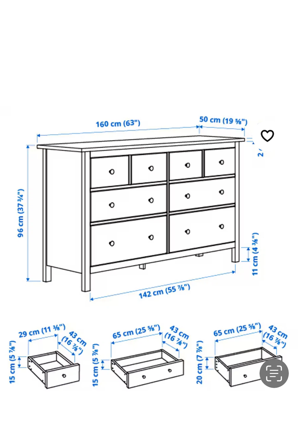 IKEA HEMNES dresser black brown  with 8 drawers - photo 5