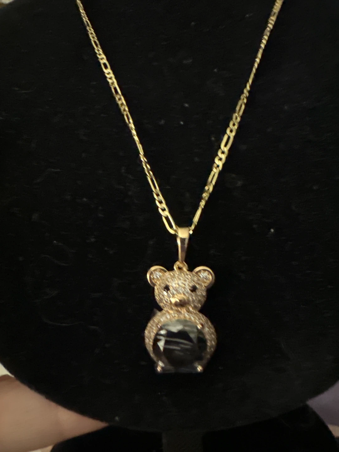 14kGold laminated Teddy Bear Pendant Necklace with Rhinestones - photo 2