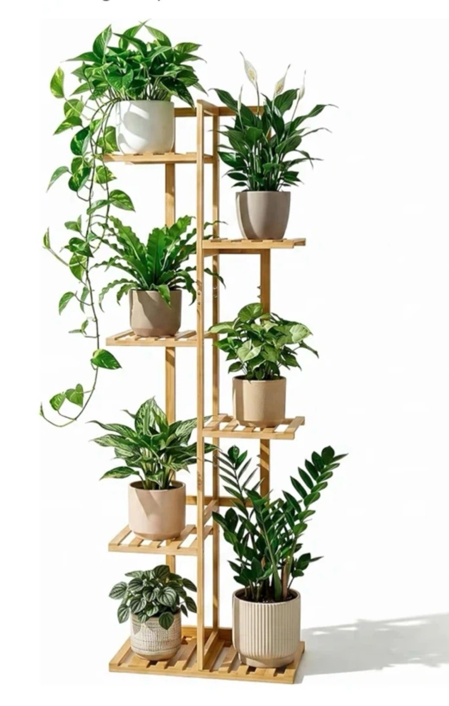 Natural Bamboo 5-Tier Corner Plant Stand