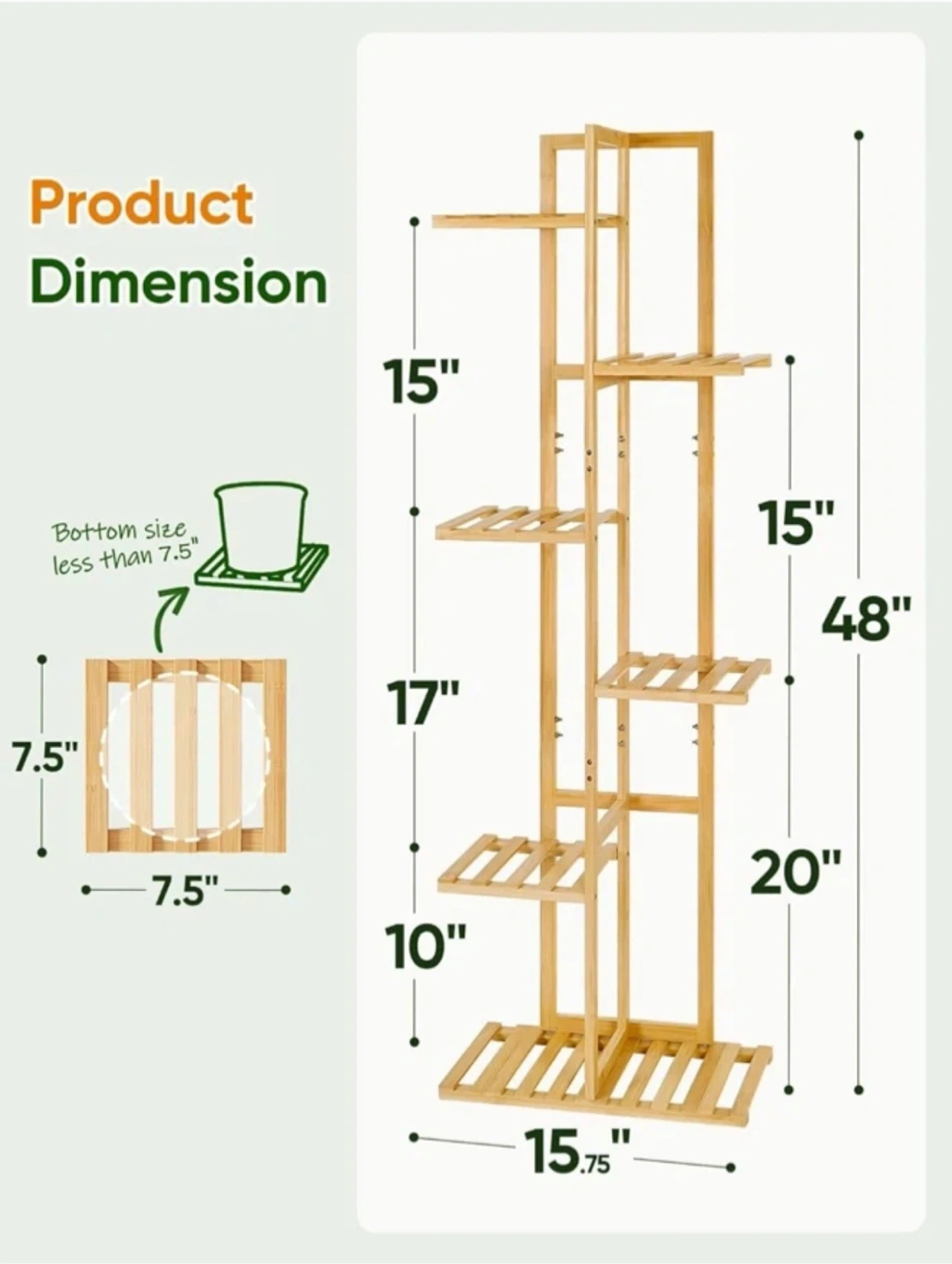 Natural Bamboo 5-Tier Corner Plant Stand - photo 3