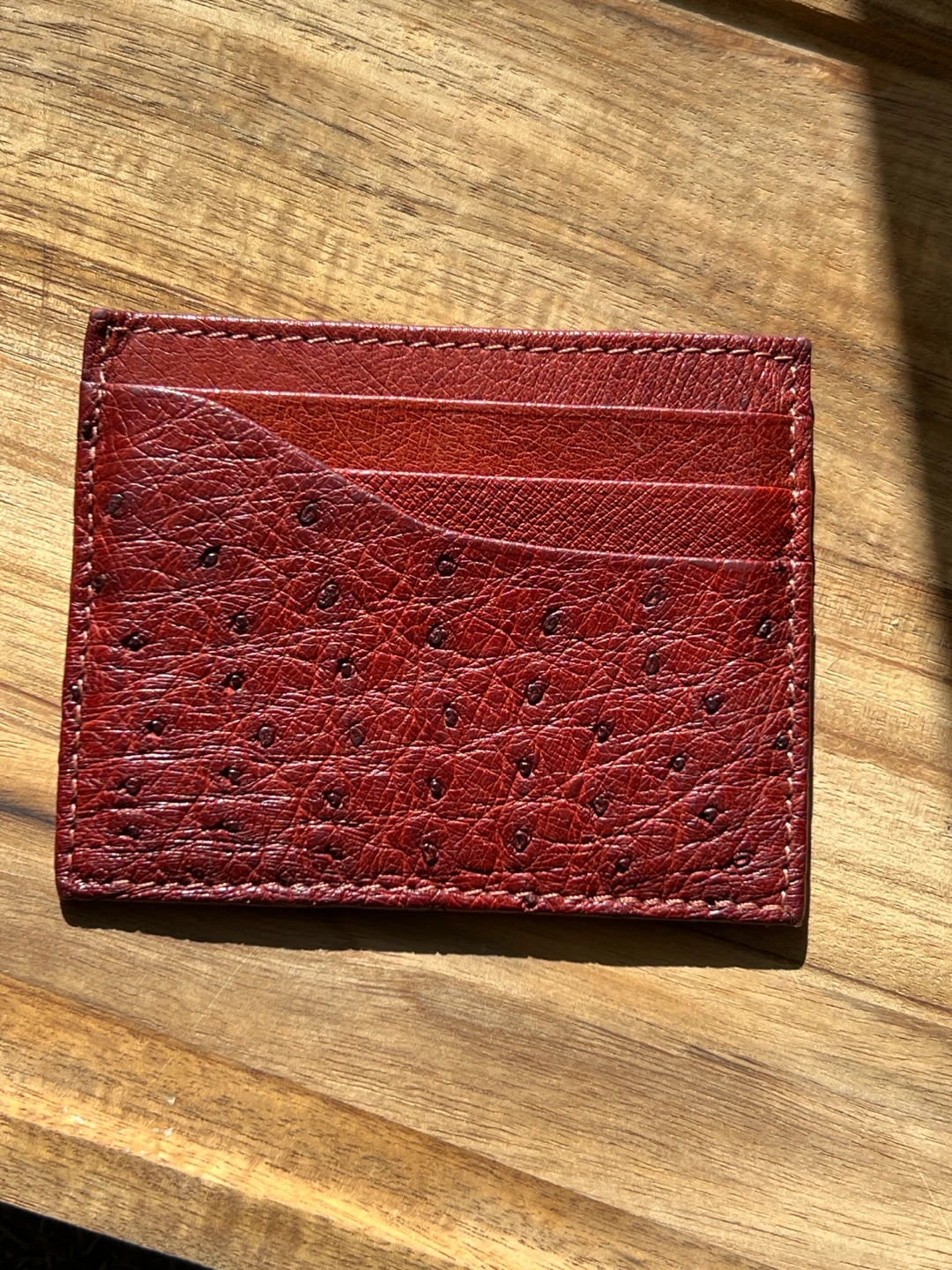 LEONE genuine ostrich leather card holder - photo 2