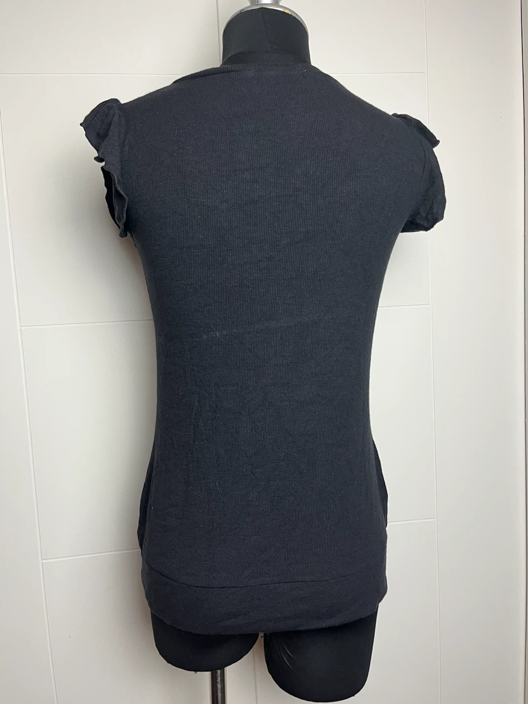 MNG Black V-Neck Button-Up T-Shirt - photo 2