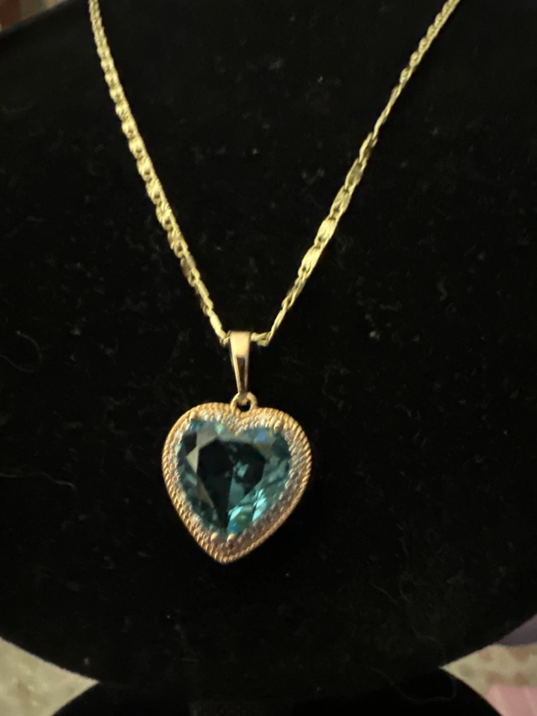 14kGold lamimated Heart Necklace with Blue Pendant - photo 2
