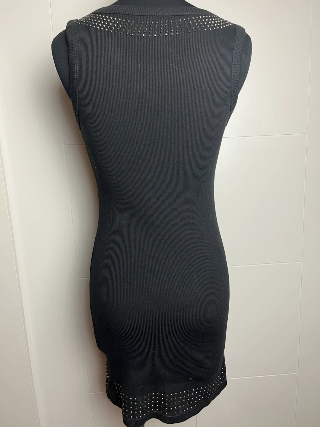 Black Sleeveless Tank Dress with Rhinestone Embellishment - photo 2