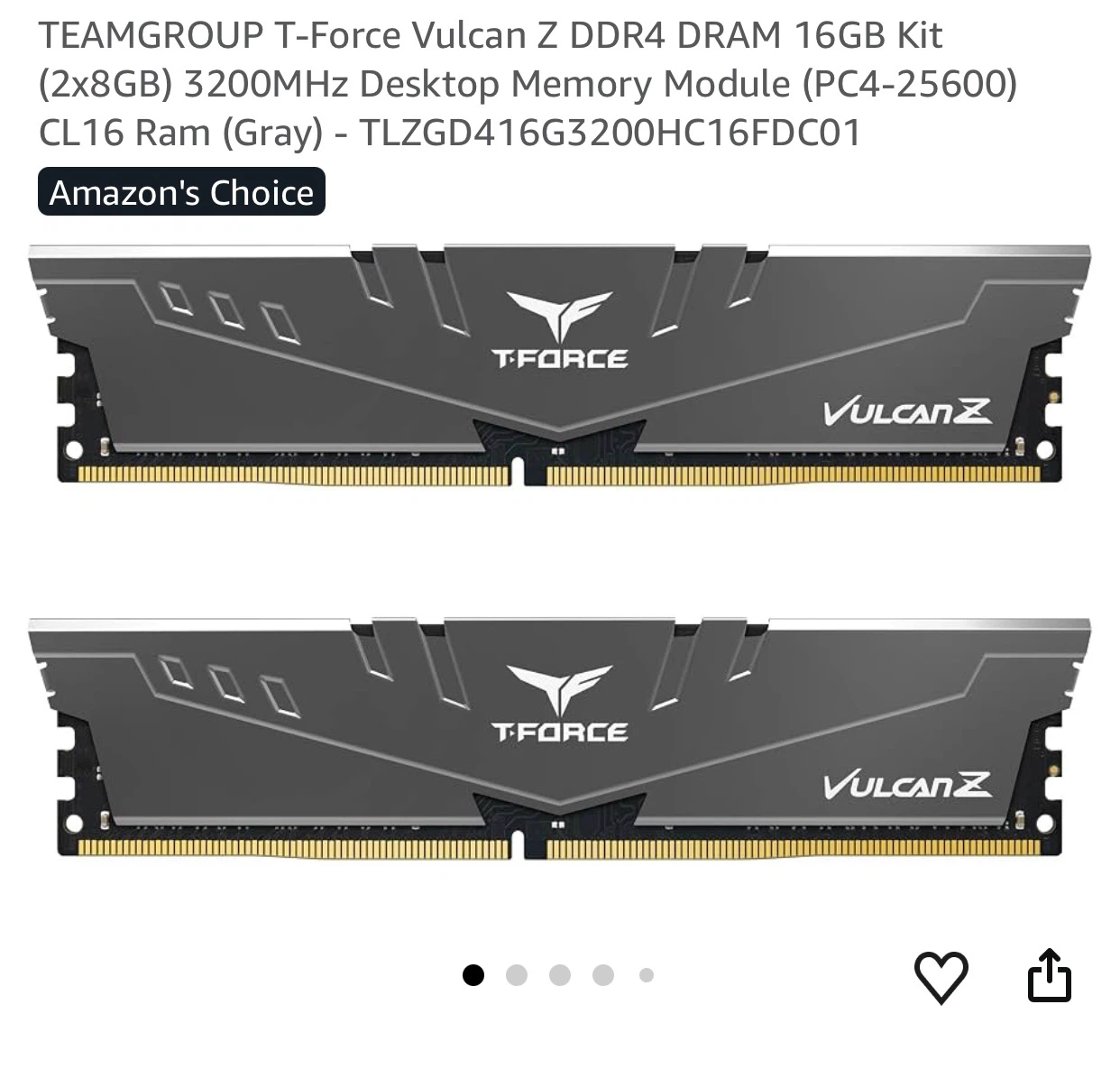 TEAMGROUP T-Force Vulcan Z DDR4 16GB Kit (2x8GB) 3200MHz RAM