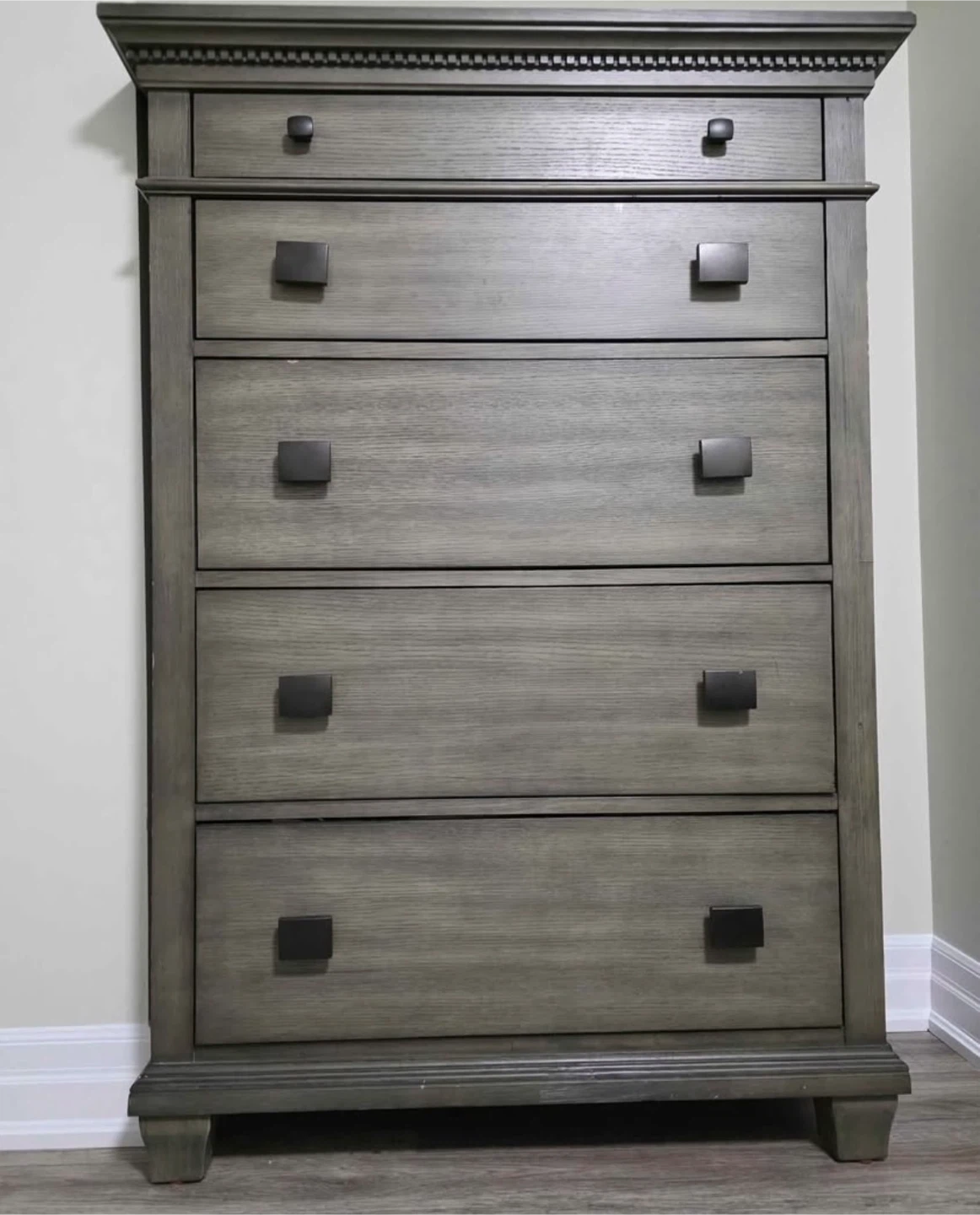 Grey Wooden Bed Frame with Upholstered Headboard - photo 3
