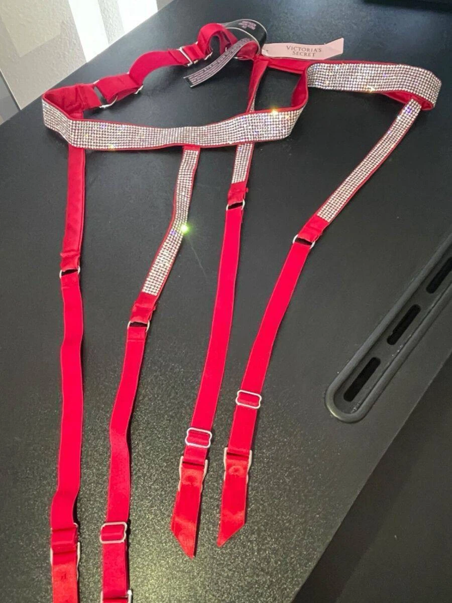 Victoria's Secret Red Rhinestone Garter Belt