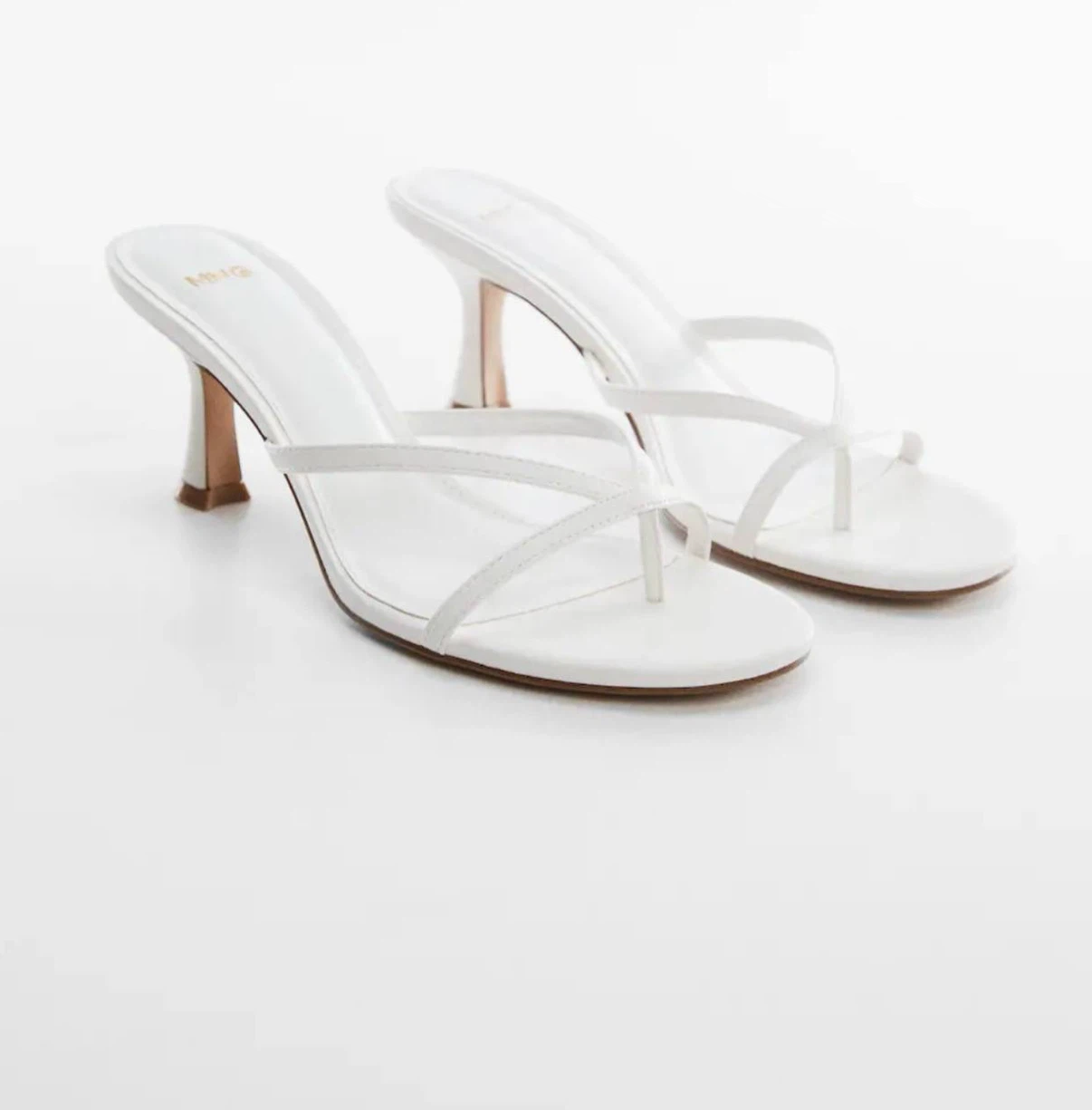 White Strappy Heeled Sandals Mango, 41 size - photo 2