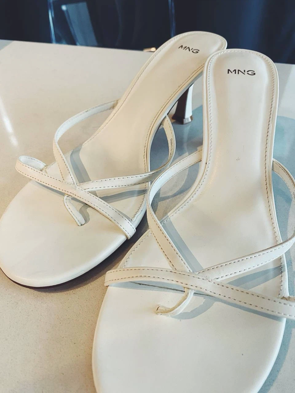 White Strappy Heeled Sandals Mango, 41 size - photo 3