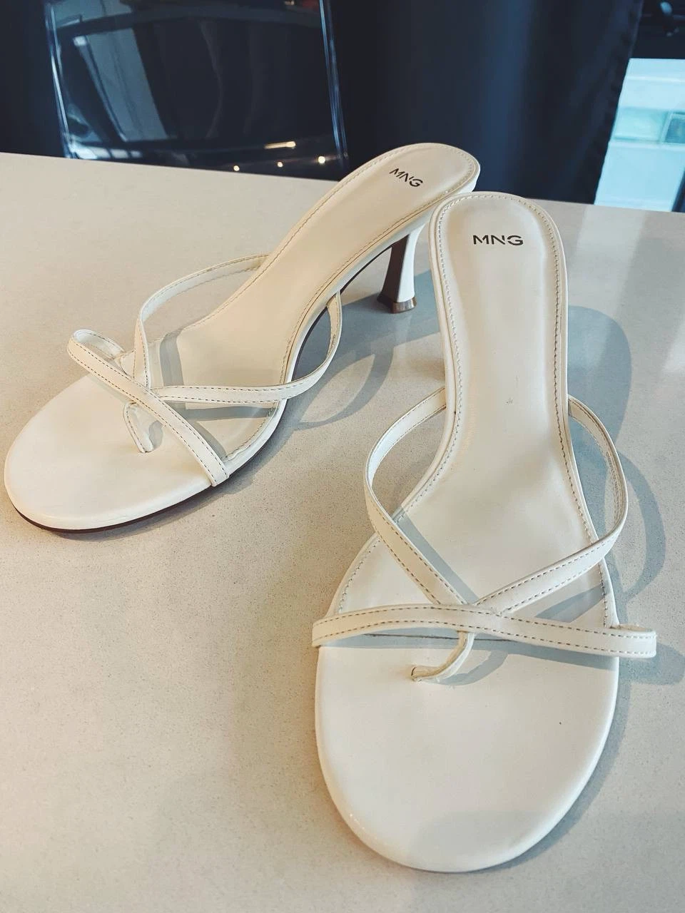 White Strappy Heeled Sandals Mango, 41 size - photo 5