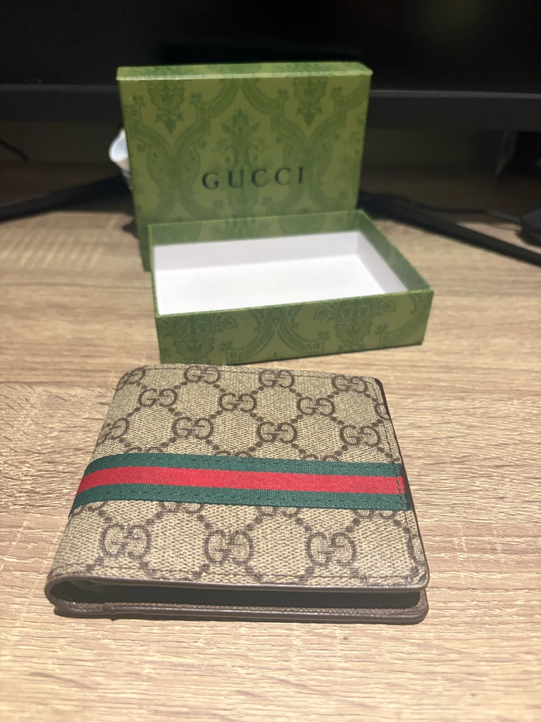 Gucci Bi-fold Wallet with Green and Red Stripe