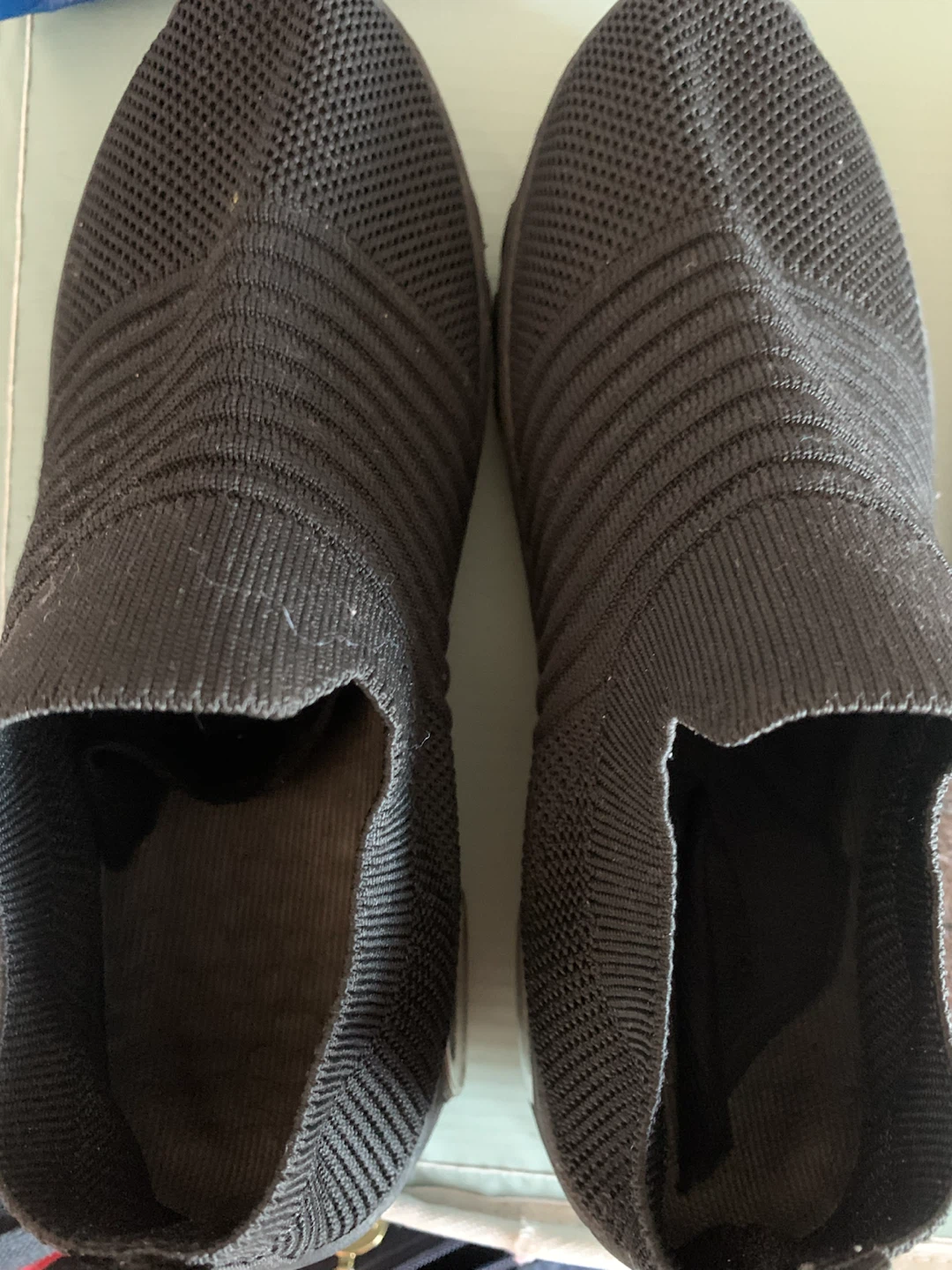 Black Knit Slip-On Sneakers
