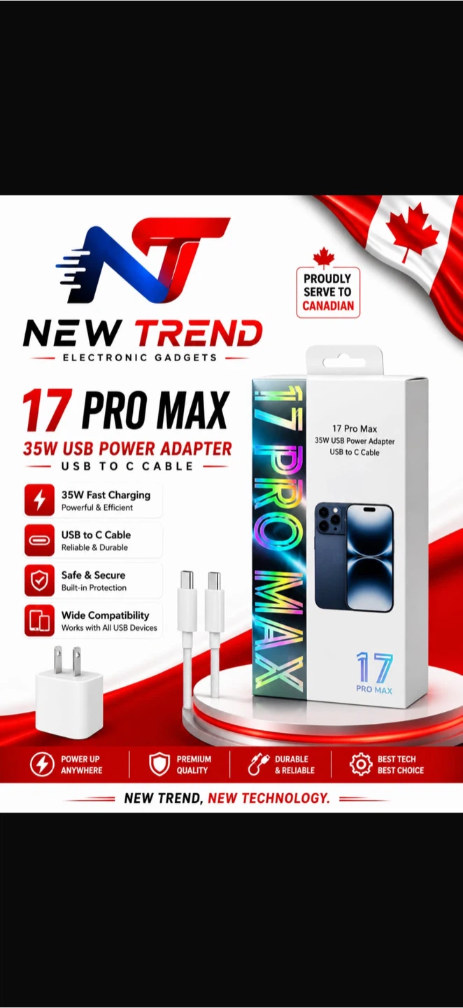 17 Pro Max 35W USB Power Adapter and USB-C Cable