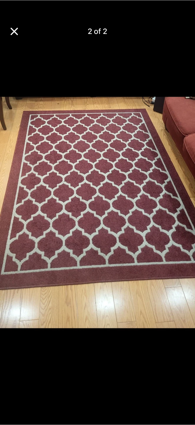 Red and Cream Moroccan Style Area Rug