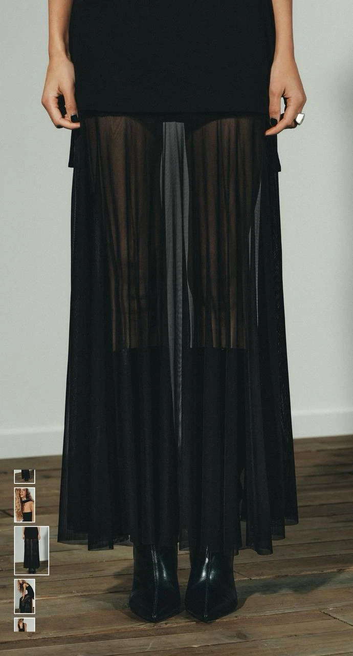 ZARA Black Evening Dress with Sheer Mesh Skirt – Size XXL - photo 3