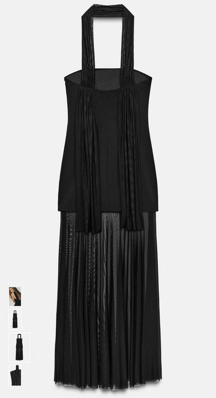 ZARA Black Evening Dress with Sheer Mesh Skirt – Size XXL - photo 5