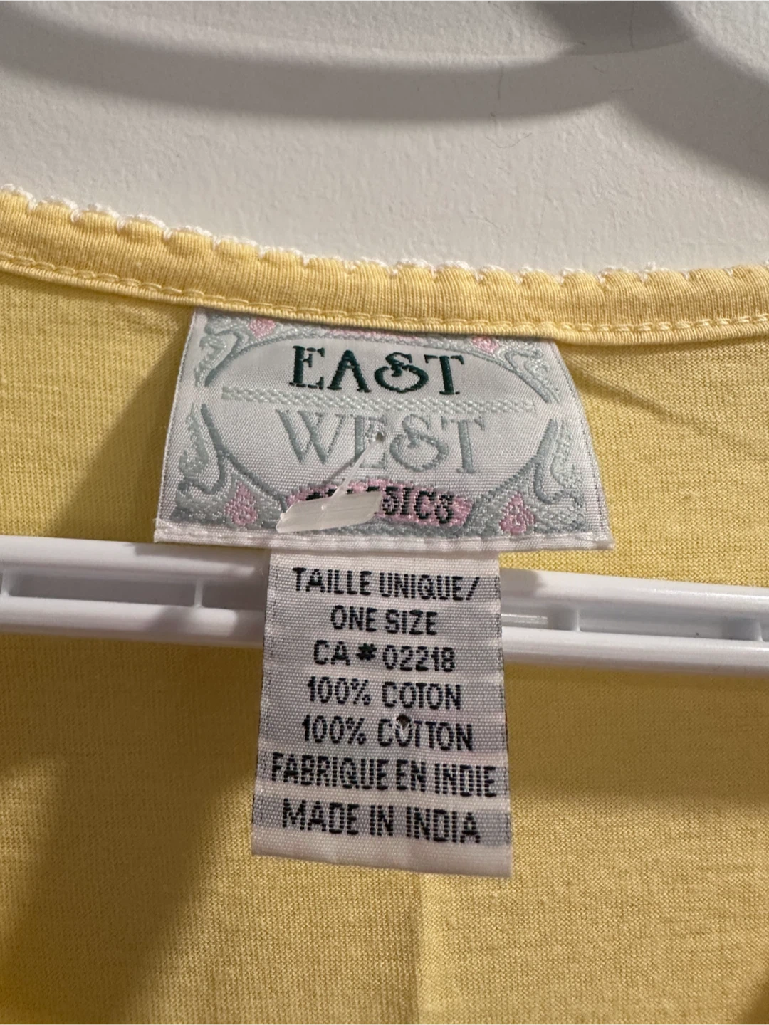 East West Yellow Classic 100% Cotton Nightgown - One Size - photo 3