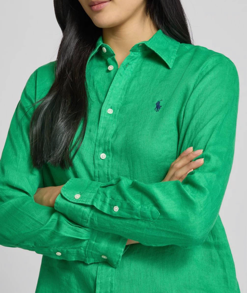 Polo Ralph Lauren linen shirt with logo,green XL - photo 3