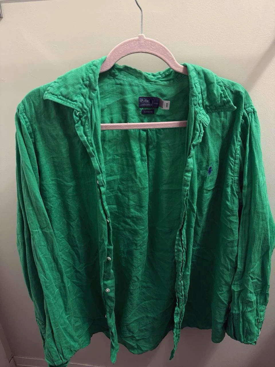 Polo Ralph Lauren linen shirt with logo,green XL - photo 4