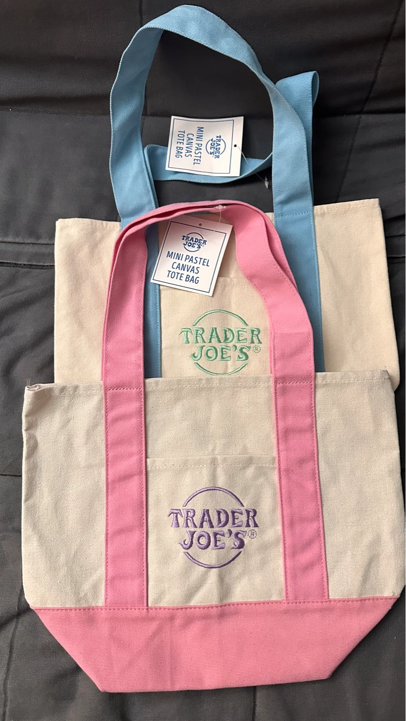 Trader Joe's Mini Pastel Canvas Tote Bags (2-Pack)